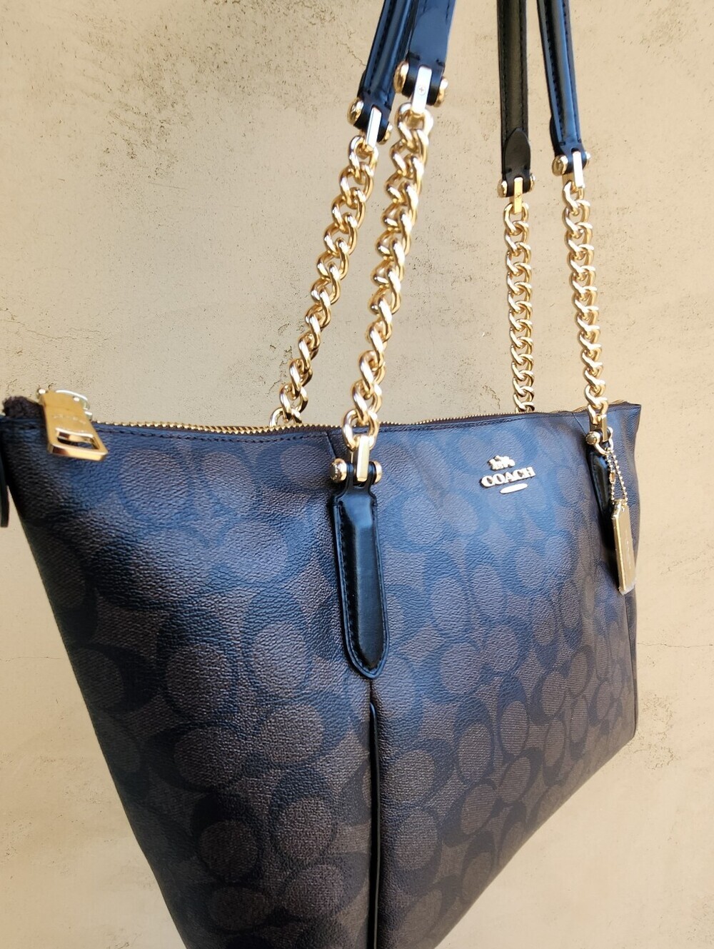 Coach Ava Chain Tote Signature Canvas Shoulder Bag - F87776 - Picture 7 of 16
